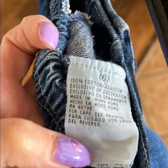 Vintage Kids Blue Jeans with Pink Floral Embroidery - Picture 5 of 5